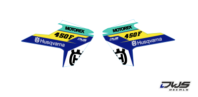 Trimset Husqvarna TC 125 FC 250 350 450 FS 450 2016 2017 geel blauw gelb blau yellow blue Decals dekor design graphics aufklebe stickerset nummerset dws mx