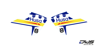 Trimset Husqvarna TC 125 FC 250 350 450 FS 450 2016 2017 geel blauw gelb blau yellow blue Decals dekor design graphics aufklebe stickerset nummerset dws mx