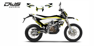 Complete stickerset decalset Decore Husqvarna Supermoto ENDURO 701 2016 2017 2018 komplette Decore DWS decals MX graphics graphix aufklebe front fender rear fender side panels numbers fork protectors trimset nummerset radia radiatorscoops kotflugel gabelg