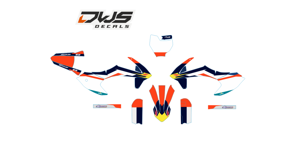 Complete stickerset KTM Sx 50 2016 2017 2018 orange blue oranje blauw orange blau Decals dekor design graphics aufklebe stickerset nummerset dws mx