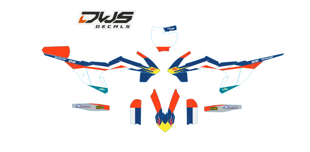 Ktm sx 65 2016 blue orange model 2 Decals dekor design graphics aufklebe stickerset nummerset dws mx
