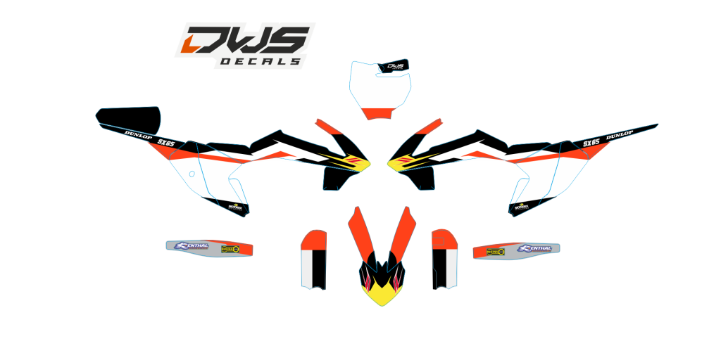 Ktm sx 65 2016 blue orange model 2 Decals dekor design graphics aufklebe stickerset nummerset dws mx