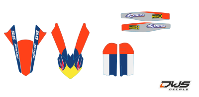 Trimset KTM Sx 65 2016 2017 2018 orange blue oranje blauw orange blau schwarz black zwart Decals dekor design graphics aufklebe stickerset nummerset dws mx front fender rear fender kotflugel kabelgeschutzer fork protectors voorpootbeschermers brug sticker