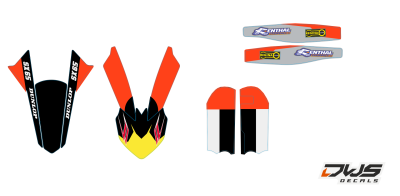Trimset KTM Sx 65 2016 2017 2018 orange blue oranje blauw orange blau schwarz black zwart Decals dekor design graphics aufklebe stickerset nummerset dws mx front fender rear fender kotflugel kabelgeschutzer fork protectors voorpootbeschermers brug sticker