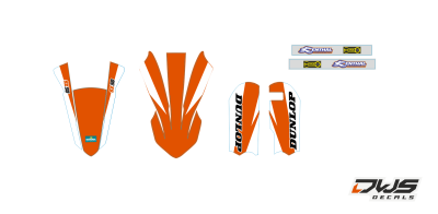 Trimset KTM Sx 50 2016 2017 2018 orange blue oranje blauw orange blauDecals dekor design graphics aufklebe stickerset nummerset dws mx front fender rear fender kotflugel kabelgeschutzer fork protectors voorpootbeschermers brug stickers voorspatbord achter