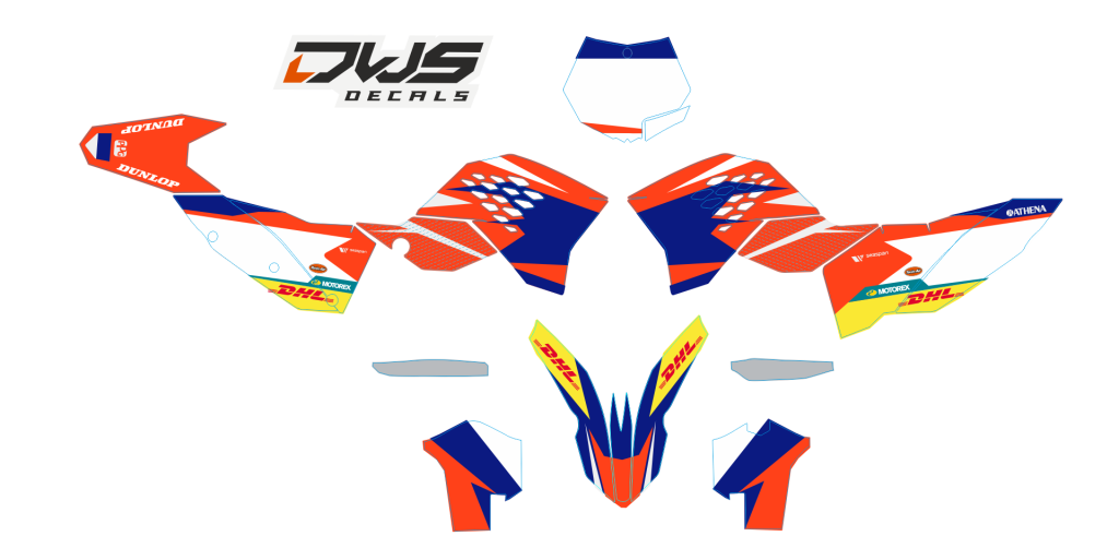 Complete stickerset KTM SX SX-F 125 150 250 350 450 2007 2008 2009 2010 2011 blue orange Decals dekor design graphics aufklebe stickerset nummerset dws mx