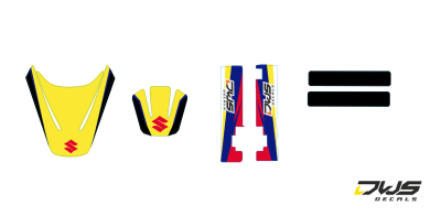 Trimset Suzuki RM 65 2000 2001 2002 2003 2004 2005 2006 2007 2008 2009 2010 2011 2012 2013 2014 2015 Decals dekor design graphics aufklebe stickerset nummerset dws mx