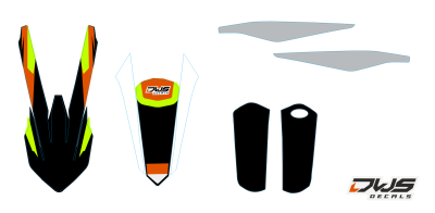 KTM SX 125 SX 250 SX-F 250 SX-F 350 SX-F 450 2016 geel oranje gelb orange yellow DECALS DEKOR DESIGN GRAPHICS AUFKLEBE STICKERSET NUMMERSET DWS MX