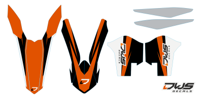 trimset KTM SX SX-F 125 150 250 350 450 2013 2014 2015 ORANGE Black Decals dekor design graphics aufklebe stickerset nummerset dws mx