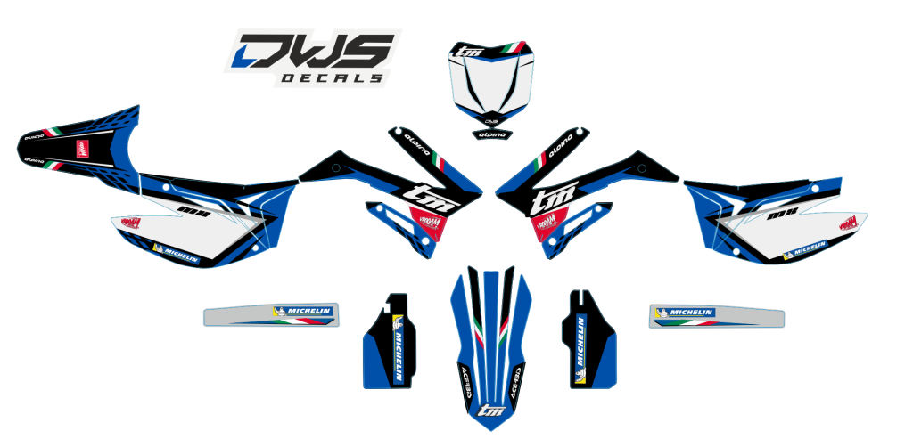 Volledige stickerset TM 125 144 250 300 2015 2016 2017 2018 Decals dekor design graphics aufklebe stickerset nummerset dws mx