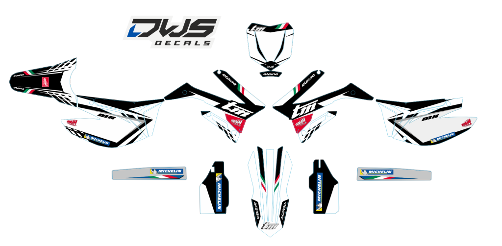 Volledige stickerset TM 125 144 250 300 2015 2016 2017 2018 Decals dekor design graphics aufklebe stickerset nummerset dws mx