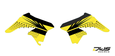 Radiaset Suzuki RMZ 250 2010 2011 2012 2013 2014 2015 2016 geel zwart  yellow black  Decals dekor design graphics aufklebe stickerset nummerset dws mx