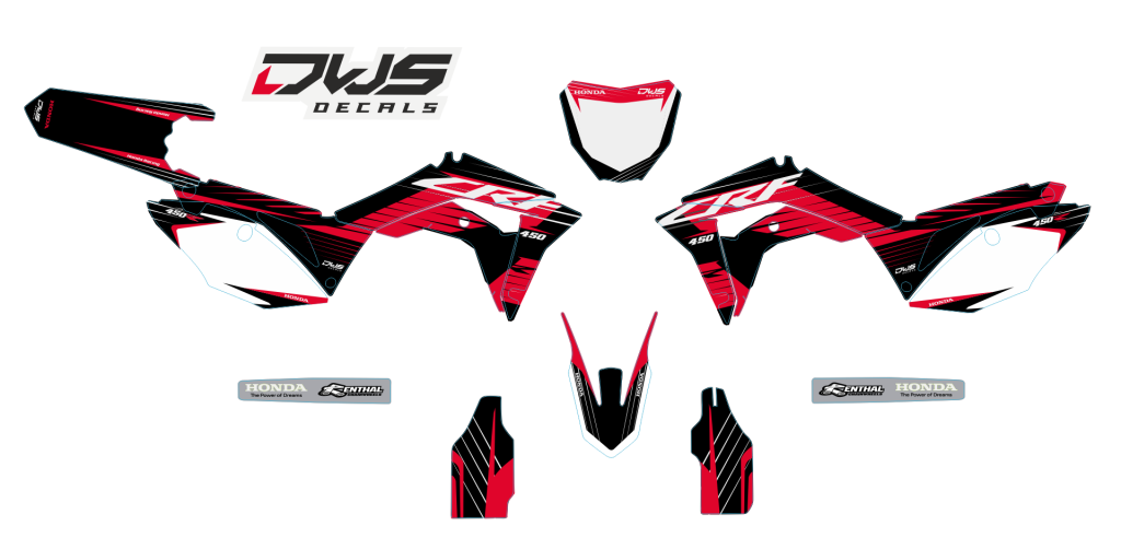 Complete stickerset Honda CRf 450 R XR 2017 Decals dekor design graphics aufklebe stickerset nummerset dws mx model 1 Honda factory look 2017 graphic rear fender front fender forkprotectors fluor yellow kabelgeschutzer kot flugel neon
