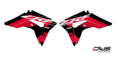 Radia set radi scoops Honda CRf 450 R XR 2017 Decals dekor decore design graphics aufklebe stickerset nummerset dws mx model 1 Honda factory look 2017 graphic rear fender front fender forkprotectors red rood rot kabelgeschutzer kot flugel