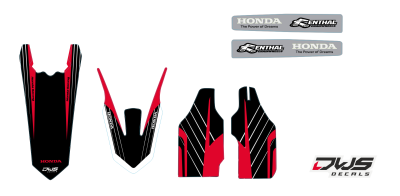 Complete stickerset Honda CRf 450 R XR 2017 Decals dekor decore design graphics aufklebe stickerset nummerset dws mx model 1 Honda factory look 2017 graphic rear fender front fender forkprotectors red rood rot kabelgeschutzer kot flugel