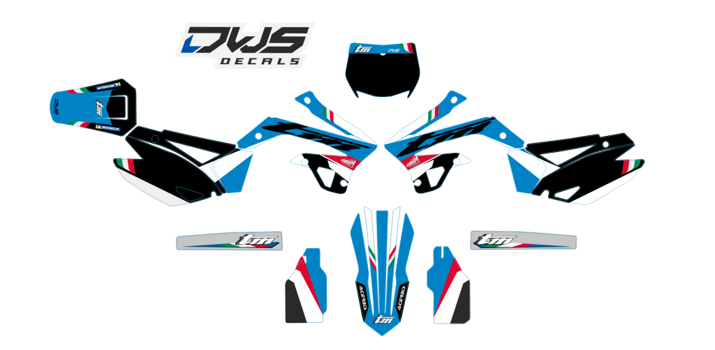 Volledige stickerset TM MX 125 144 250 300 2T 2008 2014 Decals dekor design graphics aufklebe stickerset nummerset dws mx