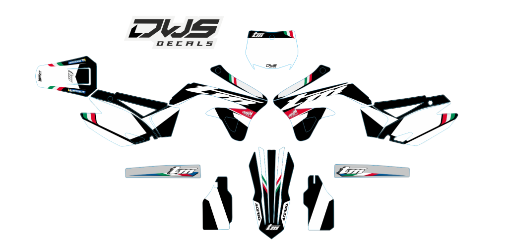 Volledige stickerset TM 125 250 300 450 2008 2009 2010 2011 2012 2013 2014 Decals dekor design graphics aufklebe stickerset nummerset dws mx