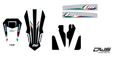 trimset TM 125 - 250- 300 -450 2008 2009 2010 2011 2012 2013 2014 Decals dekor design graphics aufklebe stickerset nummerset dws mx