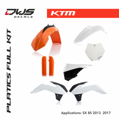 KTM plastics sx 85 2013 2014 2015 2016 2017 acerbis white black replica dws decals oem mx graphics