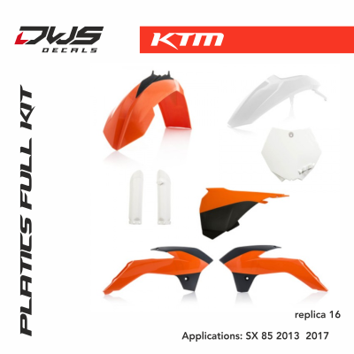 KTM plastics sx 85 2013 2014 2015 2016 2017 acerbis white black replica dws decals oem mx graphics
