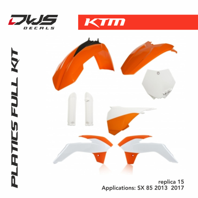 KTM plastics sx 85 2013 2014 2015 2016 2017 acerbis white black replica dws decals oem mx graphics