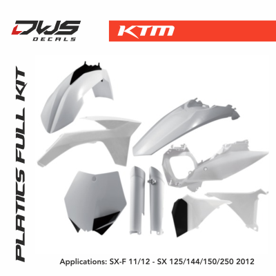 KTM SX-F 2011 2012 SX 125 144 150 250 2012 plastics acerbis dws decals white