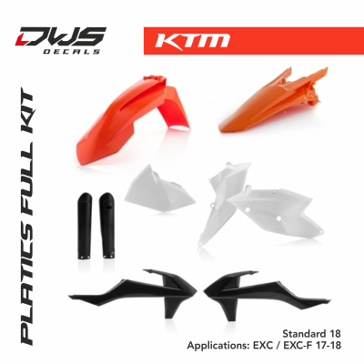 KTm Plastics Acerbis EXC EXC-F 2017 2018 replica black white orange dws decals