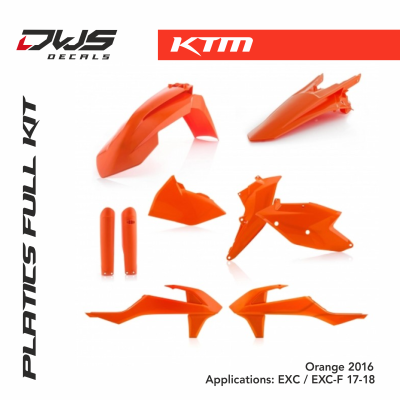 KTm Plastics Acerbis EXC EXC-F 2017 2018 replica black white orange dws decals 2016