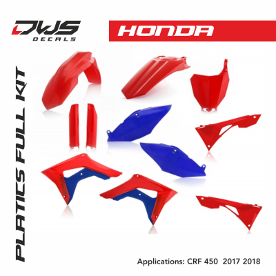 Honda plastics CRF 450 2017 2018 oem replica black zwart red rood acerbis dws decals