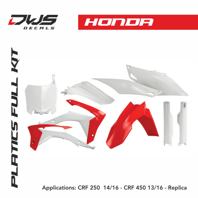 Honda plastics CRF 250 2014 2015 2016 CRF 450 2013 2014 2015 2016 replica red black white dws decals acerbis