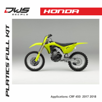 Honda plastics CRF 450 2017 2018 oem replica black zwart red rood acerbis dws decals fluo fluor yellow geel