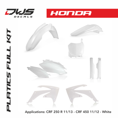honda plastic crf 250 r 2011 2012 2013 crf 450 2012 2013 white replica black dws decals acerbis
