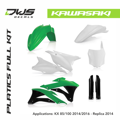 Kawasaki Plastics Kx 85 / 100 2014 2016 black replica dws decals acerbis