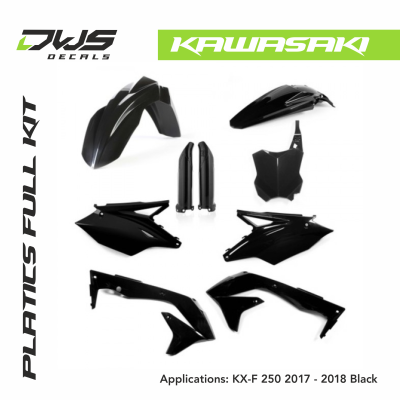 Kawasaki Plastics KXF 250 2017 2018 standard white black replica dws decals acerbis fluor green