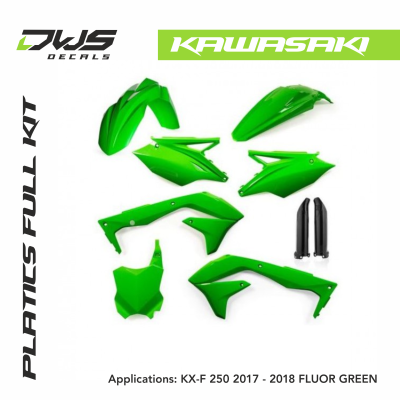 Kawasaki Plastics KXF 250 2017 2018 standard white black replica dws decals acerbis fluor green