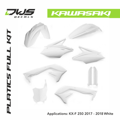 Kawasaki Plastics KXF 250 2017 2018 standard white black replica dws decals acerbis fluor green