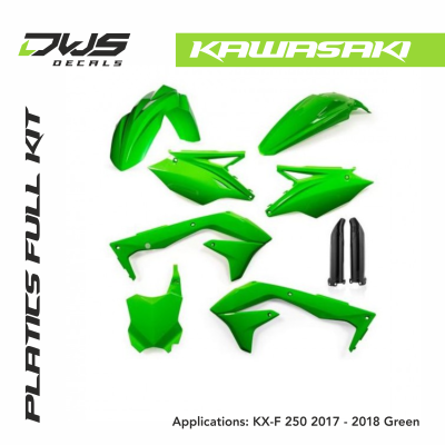 Kawasaki Plastics KXF 250 2017 2018 standard white black replica dws decals acerbis fluor green