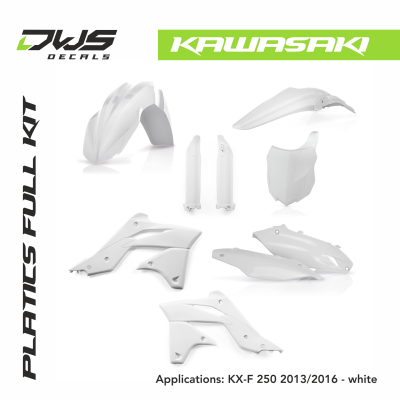 Kawasaki Plastics KX-F 250 2013 2014 2015 2016 black white replica dws decals acerbis