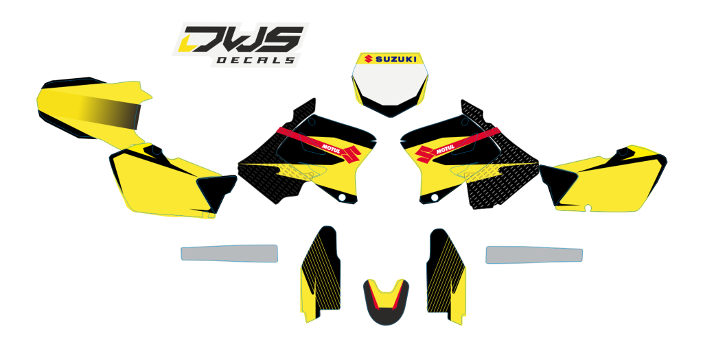 Volledige stickerset Suzuki RM  125 250 2001 2002 2003 2004 2005 2006 2007 2008 2009 2010 2011 2012 Decals dekor design graphics aufklebe stickerset nummerset dws mx