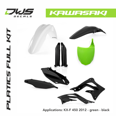 Kawasaki Plastics KX-F 450 2012 replica black white green black factory kawa dws decals acerbis