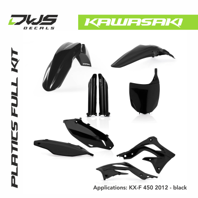 Kawasaki Plastics KX-F 450 2012 replica black white green black factory kawa dws decals acerbis