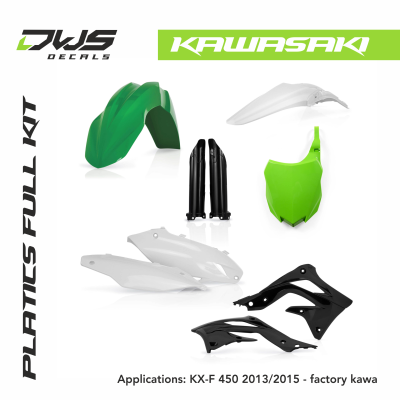 Kawasaki Plastics KX-F 450 2013 2014 2015 black white replica factory kawa dws decals acerbis