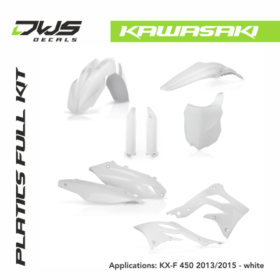 Kawasaki Plastics KX-F 450 2013 2014 2015 black white replica factory kawa dws decals acerbis