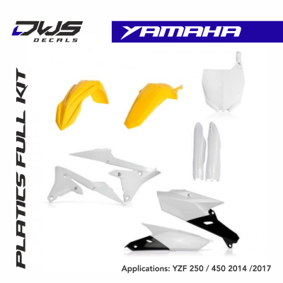 Yamaha Plastics YZF 250 - 450 2014 2015 2016 2018 dws decals acerbis replica standard black white blue yellow