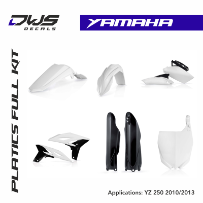 Yamaha Plastics YZF 250 2010 2011 2012 2013 dws decals acerbis replica standard black white blue yellow