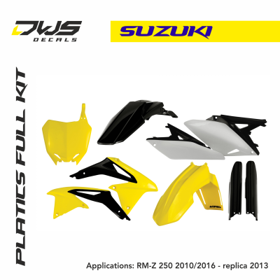 Suzuki Plastics RM-Z 250 2010 2011 2012 2013 2014 2015 2016 2017 dws decals acerbis replica standard black white blue yellow fluor fluo