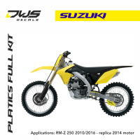 Suzuki Plastics RM-Z 250 2010 2011 2012 2013 2014 2015 2016 2017 dws decals acerbis replica standard black white blue yellow fluor fluo