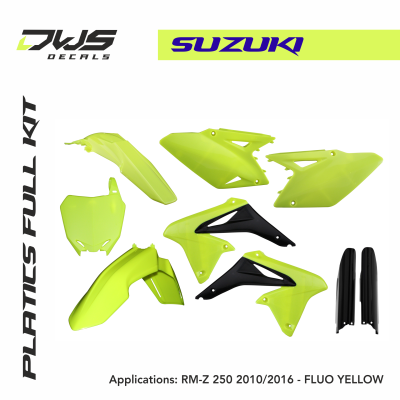 Suzuki Plastics RM-Z 250 2010 2011 2012 2013 2014 2015 2016 2017 dws decals acerbis replica standard black white blue yellow fluor fluo