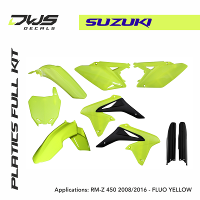 Suzuki Plastics RM-Z 450 2008 2009 2010 2011 2012 2013 2014 2015 2016 2017 dws decals acerbis replica standard black white blue yellow fluor fluo