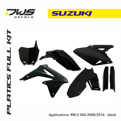Suzuki Plastics RM-Z 450 2008 2009 2010 2011 2012 2013 2014 2015 2016 2017 dws decals acerbis replica standard black white blue yellow fluor fluo